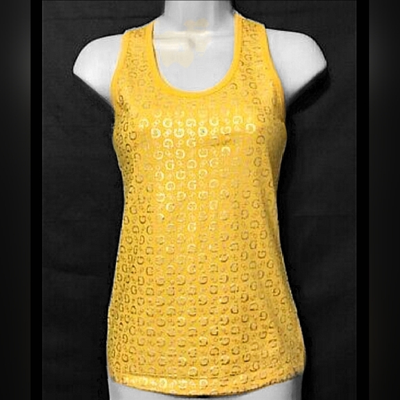 Guess Tops - Guess Yellow/Gold with Silver G's Tank